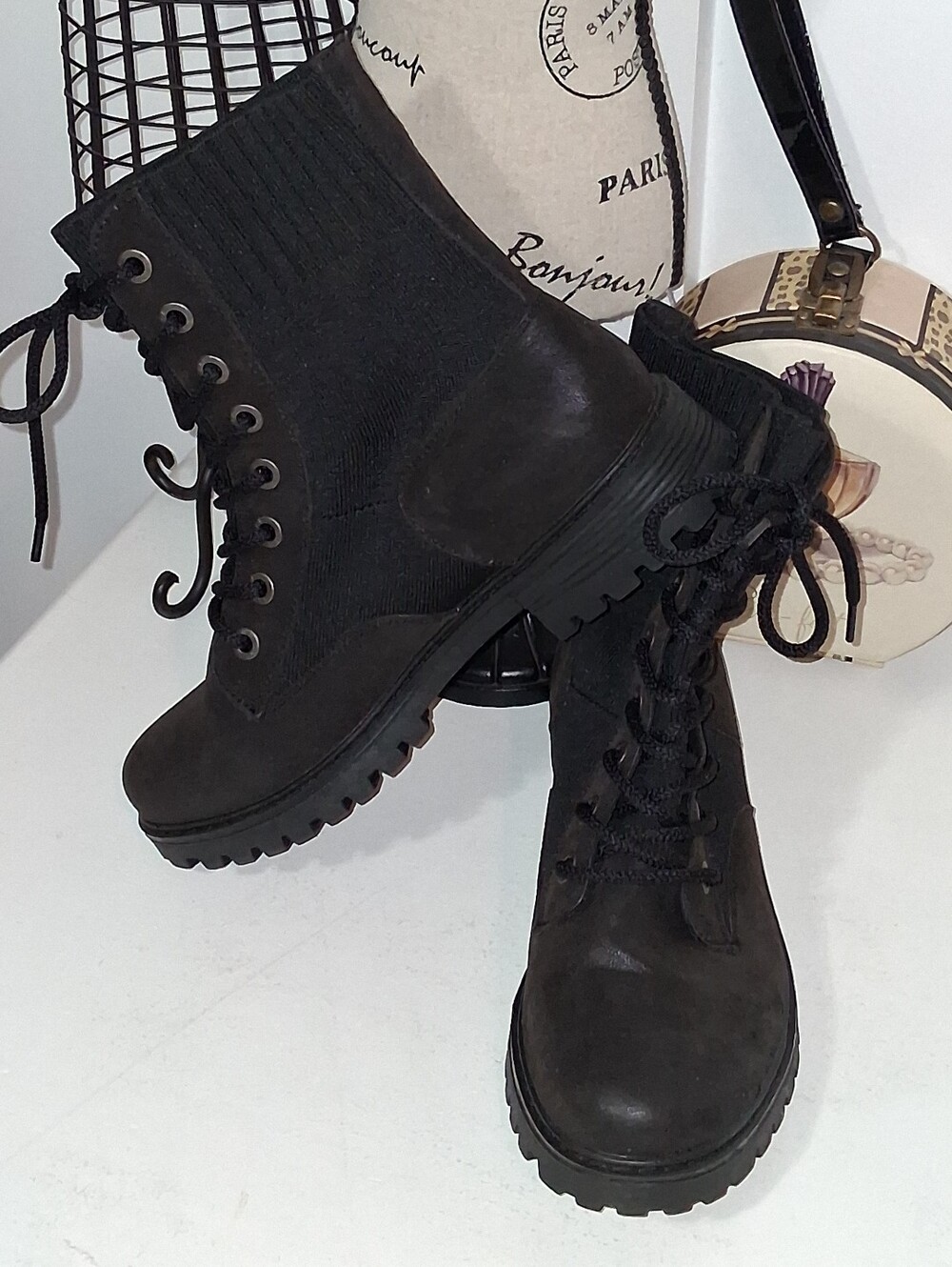 Blowfish Malibu Black Lace-Up Combat Boots  Sz 10M NWOB